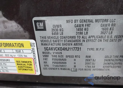 2017 Buick Enclave Premium from USA, damaged, VIN 5GAKVCKD4HJ117731